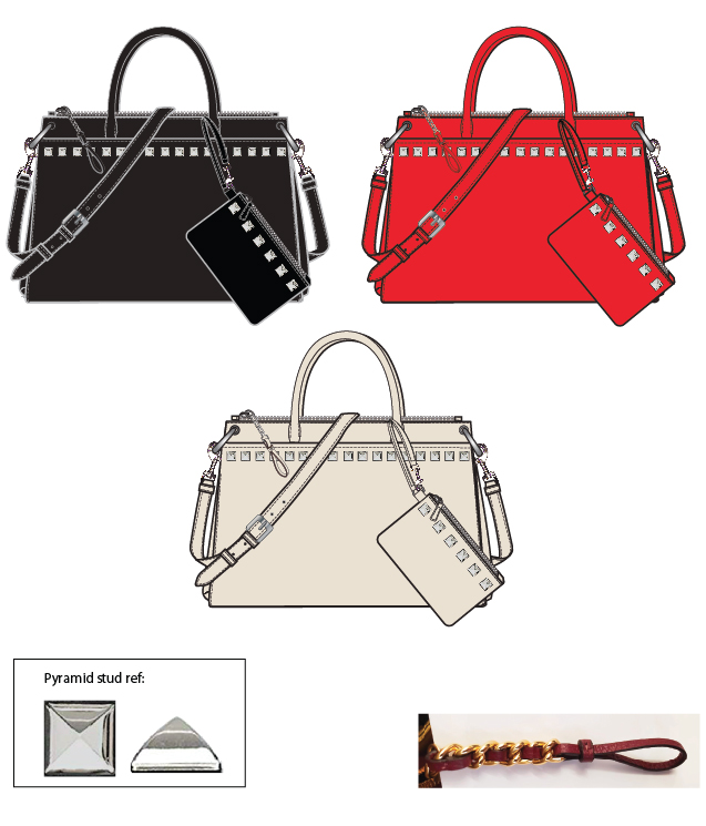 Womens Studed Pyramid Bags